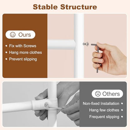 Hoctieon Double Rod Z Rack, Rolling Clothes Racks with Z-Base, Adjustable Clothing Rack, Standing Clothes Rack, Metal Clothing Racks for Hanging Clothes, Portable Garment Rack, White - color: White (1 Pack)