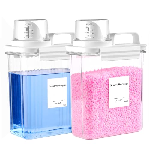 64 OZ Laundry Detergent Dispenser, Liquid Laundry Soap Dispenser, Fabric Softener Dispenser, Scent Booster/Laundry Powder Holder & Container, Laundry Room Organization and Storage, 2PACK - color: 2p