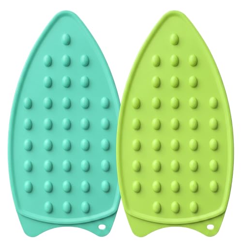 2 Pcs Silicone Iron Rest Pad, Green/Teal - color: Green & Teal