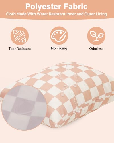 ALVABABY 3 Pack Wet Dry Bags for Cloth Diapers, Swimsuits & Gym Clothes, Waterproof Reusable Baby Diaper Bag with 2-Zippered Compartments, Hanging Strap, Machine Washable, Small/Medium/Large for Dayca - color: Beige grid