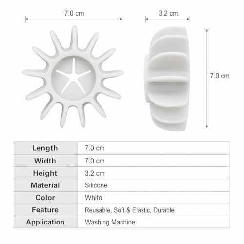 Reusable Magic Laundry Balls for Washing Machine, Anti-Tangle Anti-Stain Cleaning Tool, Pet Hair Remover & Lint Catcher, Manual Fur Catcher, No Electricity Needed (White,3pcs) - color: White, size: 3pcs