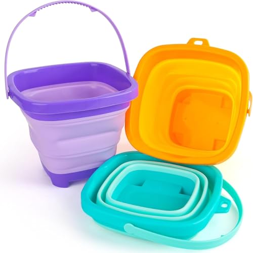 SHINDEL 3 Set Collapsible Beach Buckets, Multicolor - color: Mix 2