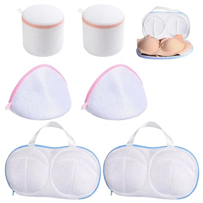 Set of 6 Reusable Laundry Bags Made of Mesh and Polyester,Bra Washer Protector for Laundry, Bra Bags for Laundry with Zipper Closure, Mesh Wash Bags for Delicate Lingerie and Underwire Bras