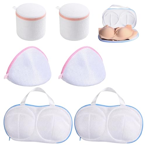 Set of 6 Reusable Laundry Bags Made of Mesh and Polyester,Bra Washer Protector for Laundry, Bra Bags for Laundry with Zipper Closure, Mesh Wash Bags for Delicate Lingerie and Underwire Bras