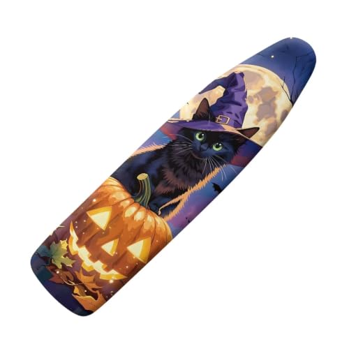 Black Cat Pumpkin Ironing Board Cover and Pad Cover with Padding Standard Size Heat-Resistant Ironing Board with Elastic Edges Iron Boards Covers - color: Black Cat Pumpkin 5