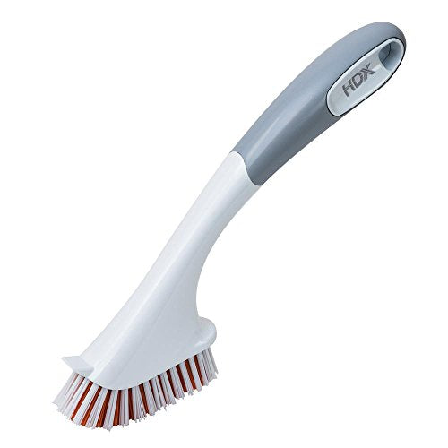 HDX Tile and Grout Cleaning Brush, Poly-fiber Bristles, White, Plastic Handle, 4 Pack