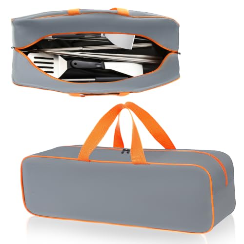 Grill Utensil Storage Bag for Outdoor Grilling, 24 x 8 x 8 in, Gray - color: Gray, size: 24" x 8" x 8"