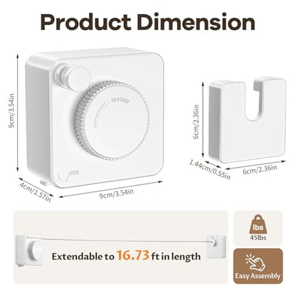 Telescopic Clothes Line, Adjustable Indoor Outdoor Drying Line, Portable Multifunction Drying Rack (White) - color: White
