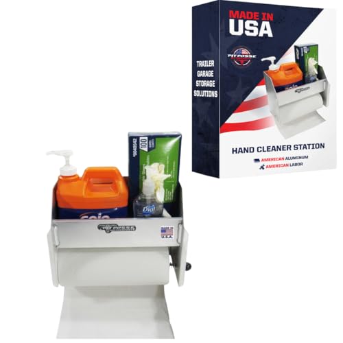 Pit Posse 454 Hand Cleaning Station Cabinet and Paper Towel Holder - Made in USA - Garage Enclosed Race Trailer Automotive Mechanics Shop Storage Organizer Aluminum (Silver)