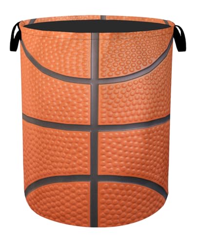 Basketball Laundry Basket with Handles - Extra Large Foldable Hamper for Bathroom/Laundry/Bedroom/Dorm, Washable Fabric Storage Bin - color: Basketball