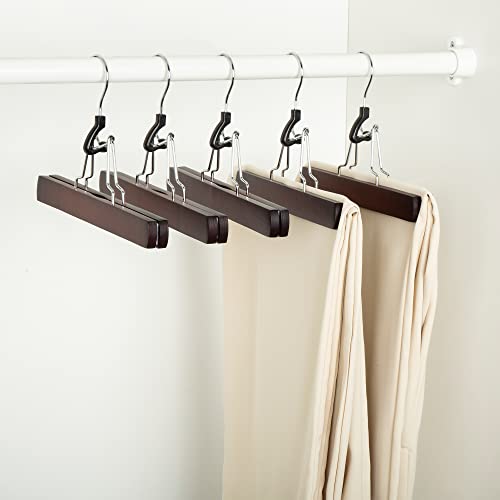 Amazon Basics Wooden Pants Hangers Closet Organizer, Cherry, 10-Pack - color: Cherry, size: 10-Pack