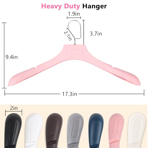DEDU Suit Hangers for Men 20 Pack, Sweater Hangers No Shoulder Bump Non Slip Width 17.7", Plastic Clothes Hangers Pink with Metal Hook - color: Pink-20