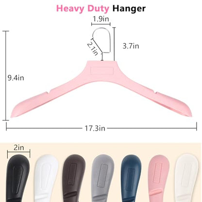 DEDU Suit Hangers for Men 20 Pack, Sweater Hangers No Shoulder Bump Non Slip Width 17.7", Plastic Clothes Hangers Pink with Metal Hook - color: Pink-20
