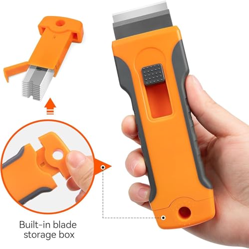 Razor Scraper Tool Set, 20 Blades (10 Metal + 10 Plastic) for Glass Stove