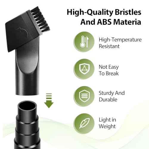 Vacuum Attachments, 4 Pieces, 1-1/4 Inch, Round and Square Brushes, 2-in-1 Suction Brush, 4-Layer Adapter, Universal for Most Vacuum Cleaners