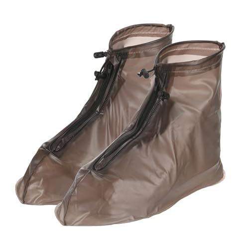 PATIKIL S Waterproof Shoe Cover, 1 Pair PVC Reusable Non-Slip Overshoes Rain Shoe Covers Galoshes Snow Boot Protector with Zipper for Men Women Rainy Outdoor, Brown - color: Brown, size: S(3.5-4.5)