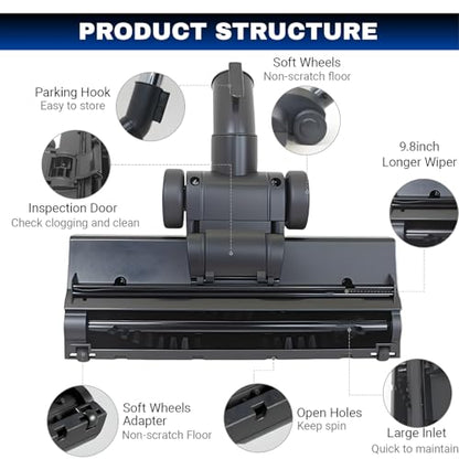 Turbo Brush Head Vacuum Attachment for Shark Navigator Rotator & Shop Vac using 1-1/4'',1-3/8" & 2-1/4'' Acessories - Removal Pet Hair for Hard Floors, Low Pile Carpet & Area Rugs