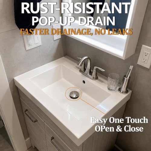 Bathroom Sink Drain with Overflow - Big Cap Pop up Drain Fit for Large Undermount Sink with Standard 1 3/4" Drain Opening,Brushed Nickel,YDPOP-3 - color: Brushed Nickel, size: With Overflow