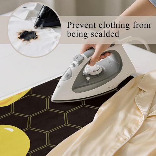 Cute Ironing Mat for Table top Washer,Dryer,Countertop,Bee Portable Iron Pad Blanket for Washer Dryer Countertop Travel 32 x 16 Inch Small Ironing Pads,Yellow - color: Bees