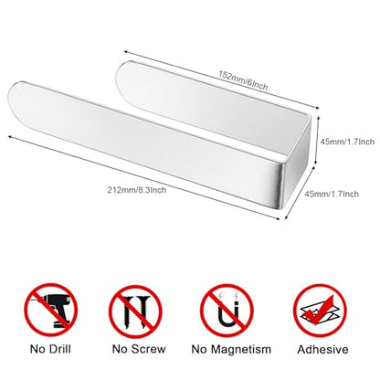 HUFEEOH 2 Pack Adhesive Hand Towel Holder, Sticky Towel Bar Towel Holder Wall Mounted, Stainless Steel Kitchen Towel Holder Hand Towel Rack for Bahtroom Hotel RV Kitchen (Silver) - color: Silver, size: 8 Inch (2PC)
