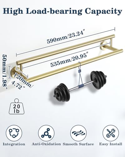 Alise Double Towel Bar Glod,24" Towel Rack for Bathroom Wall Mounted - color: Brushed Gold, size: 24-Inch (2-Bars)