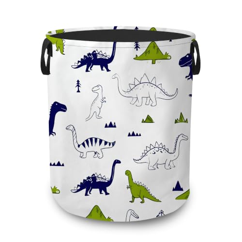 Laundry Hamper,Dinosaur Cute Cartoon Collapsible Laundry Basket with Handles,Green Dino Waterproof Oxford Cloth Clothes Organizer for Bedroom Bathroom Dorm Nursery,16 x 20 Inch - color: Dinosaur Cute Cartoon,Green Dino