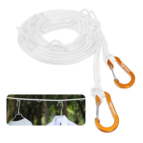 Vigorport Portable Travel Clothesline, Windproof Clothesline with Hang Hole, Indoor and Outdoor Clothes Line for Camping, Hotel, Backyard, Cruise Ship (White, 12.5 Ft) - size: 12.5 Ft