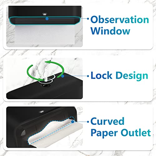 𝐏𝐚𝐩𝐞𝐫 𝐓𝐨𝐰𝐞𝐥 𝐃𝐢𝐬𝐩𝐞𝐧𝐬𝐞𝐫, Multifold/Trifold/C Fold Papers Dispenser, Bathroom Hand Towels Wall Mounted Tissue Holder, No-Drill Adhesive Commercial or Home Black - color: D-23 Black