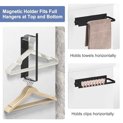 Magnetic Hanger Holder for Laundry Room, 1-Pack, Black - color: Black