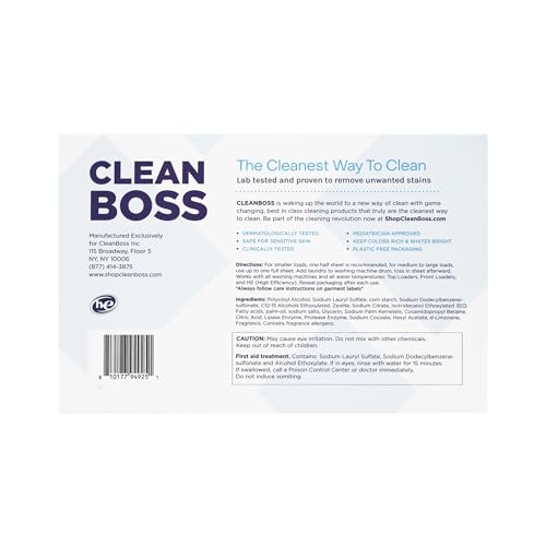 CleanBoss Laundry Detergent Smart Sheets - 30 Sheets - size: 30 Count (Pack of 1)