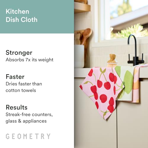 GEOMETRY Kitchen Dish Cloths - Spring & Summer Collection - Premium Dishcloths with Geoweave - Absorbent & Fast Drying Kitchen Towels - Sweet Spring, 10" x 10" - 3-Pieces - color: Sweet Spring, size: 10" x 10" (3 Pack)