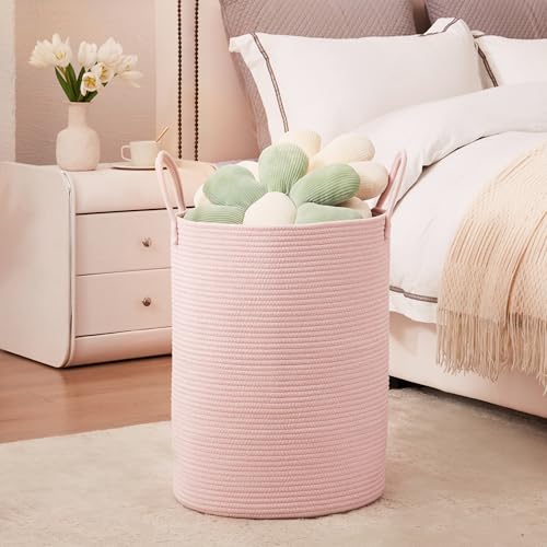 Large Pink Hamper Laundry Basket for Baby Kids 15Dx20H inches - color: Pink, size: Large (60L)