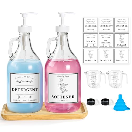 2 Pcs Glass Laundry Detergent Dispensers, 64 oz