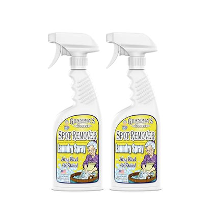 Grandma's Secret Spot Remover Laundry Spray - Chlorine, Bleach and Toxin-Free Fabric Stain Remover for Clothes - Removes Oil, Paint, Blood and Pet Stains - 16 Oz, 2 Pack - size: 16.00 Fl Oz (Pack of 2), style: Spot Remover