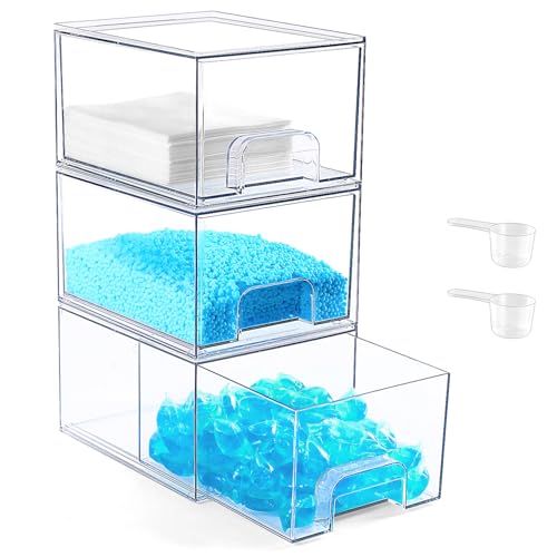 Laundry Pods Container and Laundry Detergent Powder Container Set, Dishwasher Pods Holder Set, Dryer Sheet Holder, Laundry Room Organization and Storage for Booster Beads, 3 PACK - color: 3P