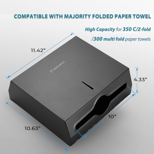 Commercial Paper Towel Dispenser Wall Mount, Large Capacity Stainless Steel Folded Paper Towel Dispenser, Suitable for Bathrooms and Public Places, Matte Black - color: D-392 Black
