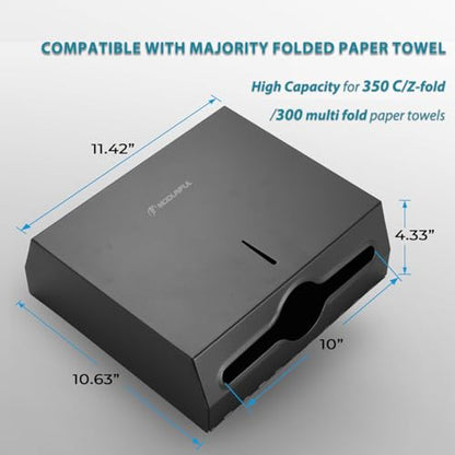 Commercial Paper Towel Dispenser Wall Mount, Large Capacity Stainless Steel Folded Paper Towel Dispenser, Suitable for Bathrooms and Public Places, Matte Black - color: D-392 Black
