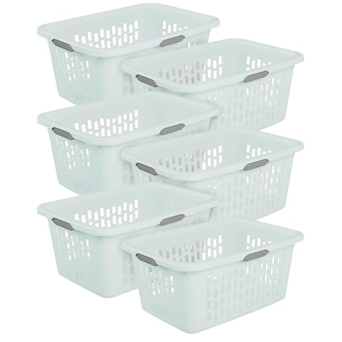 Sterilite Rectangular Laundry Basket, Plastic Clothes Hamper, 6-Pack - color: 2.0 Bushel - Mint, size: 6 Pack