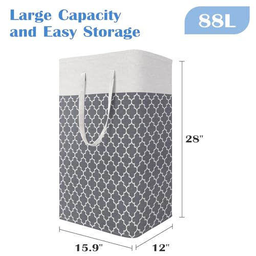 BlissTotes 3-Pack Laundry Basket, Laundry Hamper, Light Grey, 88L - color: Light Grey, size: 88L
