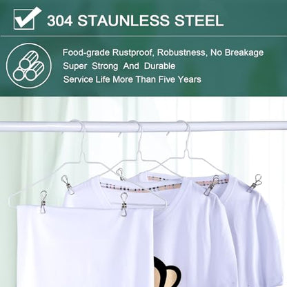 Clothes Pins Metal Stainless Steel Clothespins Laundry Pin Bag Photo Clips - size: 20pcs small size Clothes Pins