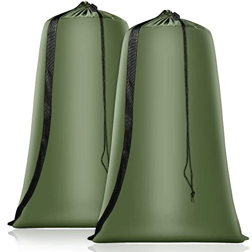 Coomee Heavy Duty Laundry Bag, 2 Pack XL Nylon Laundry Bags with Straps - color: Green, size: 41" x 28" x 1"