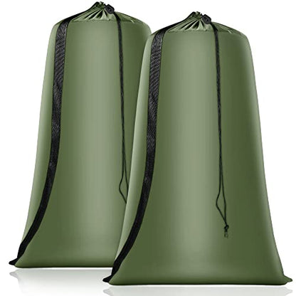 Coomee Heavy Duty Laundry Bag, 2 Pack XL Nylon Laundry Bags with Straps - color: Green, size: 41" x 28" x 1"