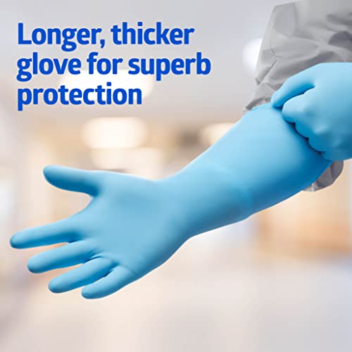 Medline CS Pro 16” Cuff Nitrile Exam Gloves, 50 Count, X-Large, Powder Free, Disposable, Not Made with Natural Rubber Latex, Longer Cuff, Thicker Glove for Extra Protection - size: X-Large