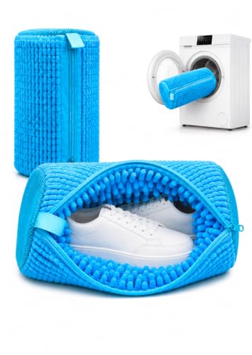 Shoe Washing Machine Bag, 2 PCS Reusable Shoe Cleaning Bag for Washer & Dryer, 360° Mesh Washing Machine Shoe Bag with Zipper Protection, Durable Sneaker Laundry Bag for Tennis Shoes & More (Blue)