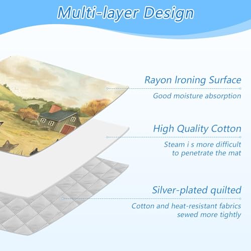 Ironing Mat Portable Ironing Pad Ironing Blanket for Table Top Heat Resistance Double-Side Using Travel Large 47.2 x 27.6 Inch Foldable Lightweight Farmhouse Cats - color: Farmhouse Cats
