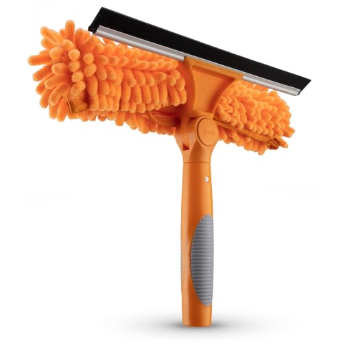 Window Squeegee and Microfiber Scrubber 2-in-1 Combo (Pole Sold Separately)