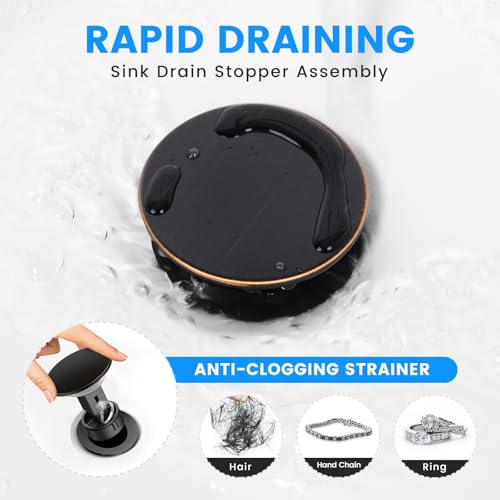 Bathroom Sink Drain with Overflow with Hair Catcher Anti-Clog Sink Strainer - color: Oil Rubbed Bronze