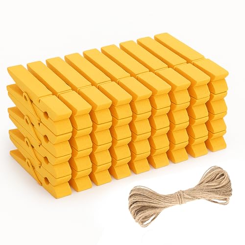 jijAcraft 2.9 Inch Large Clothes Pins - 50Pcs Wooden Clothespins - color: Yellow, size: 2.9 inch, 50 pcs