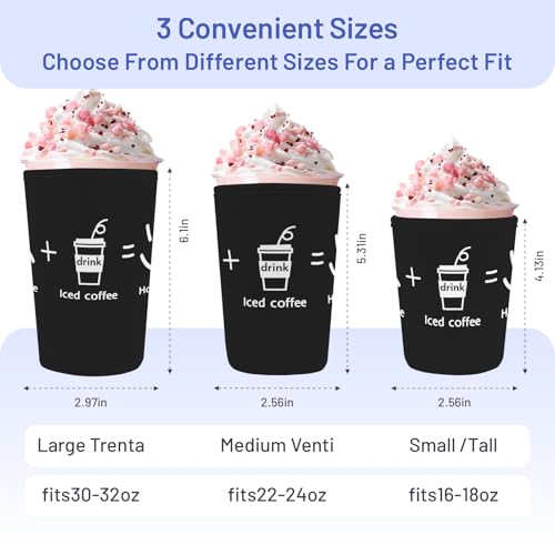 Iced Coffee Sleeve Reusable Neoprene Cup Sleeves, Happy Me - color: Happy Me