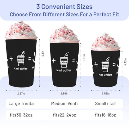 Iced Coffee Sleeve Reusable Neoprene Cup Sleeves, Happy Me - color: Happy Me